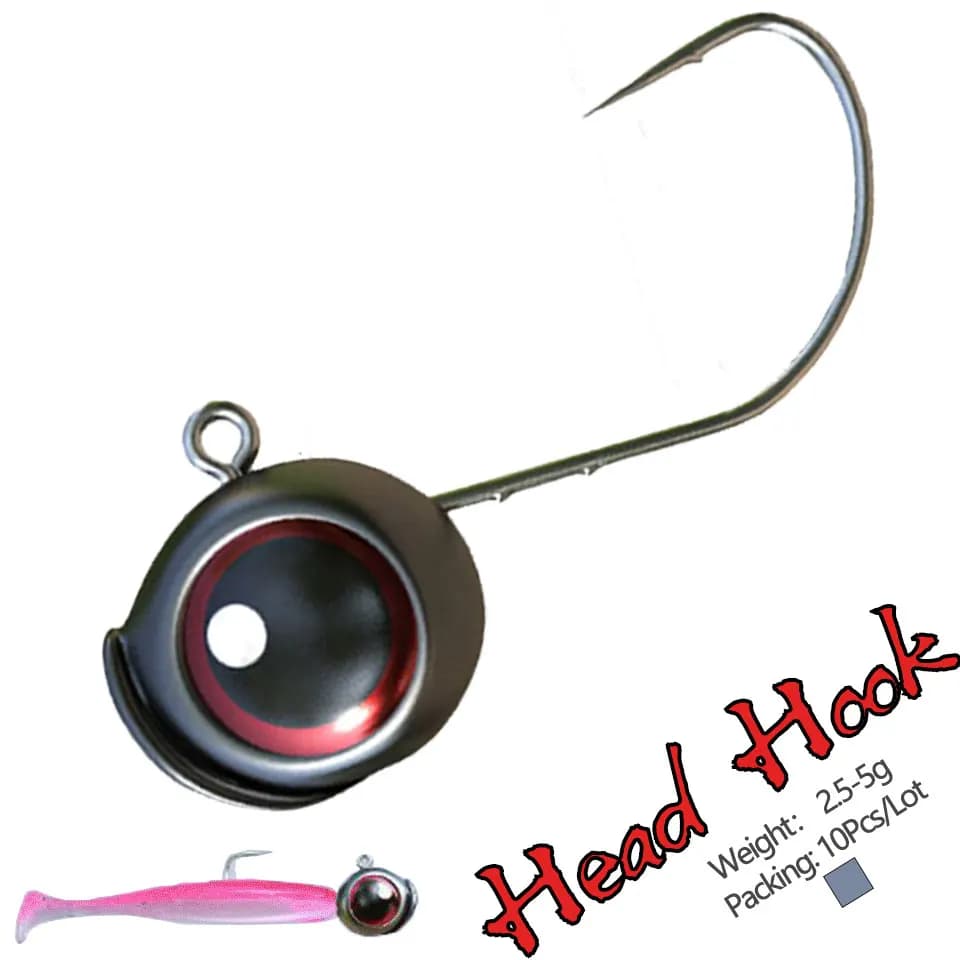 10 hameçons plombés 2.5g 3g 5g avec yeux 3D pour montage Ned rig et leurres souples T-tail