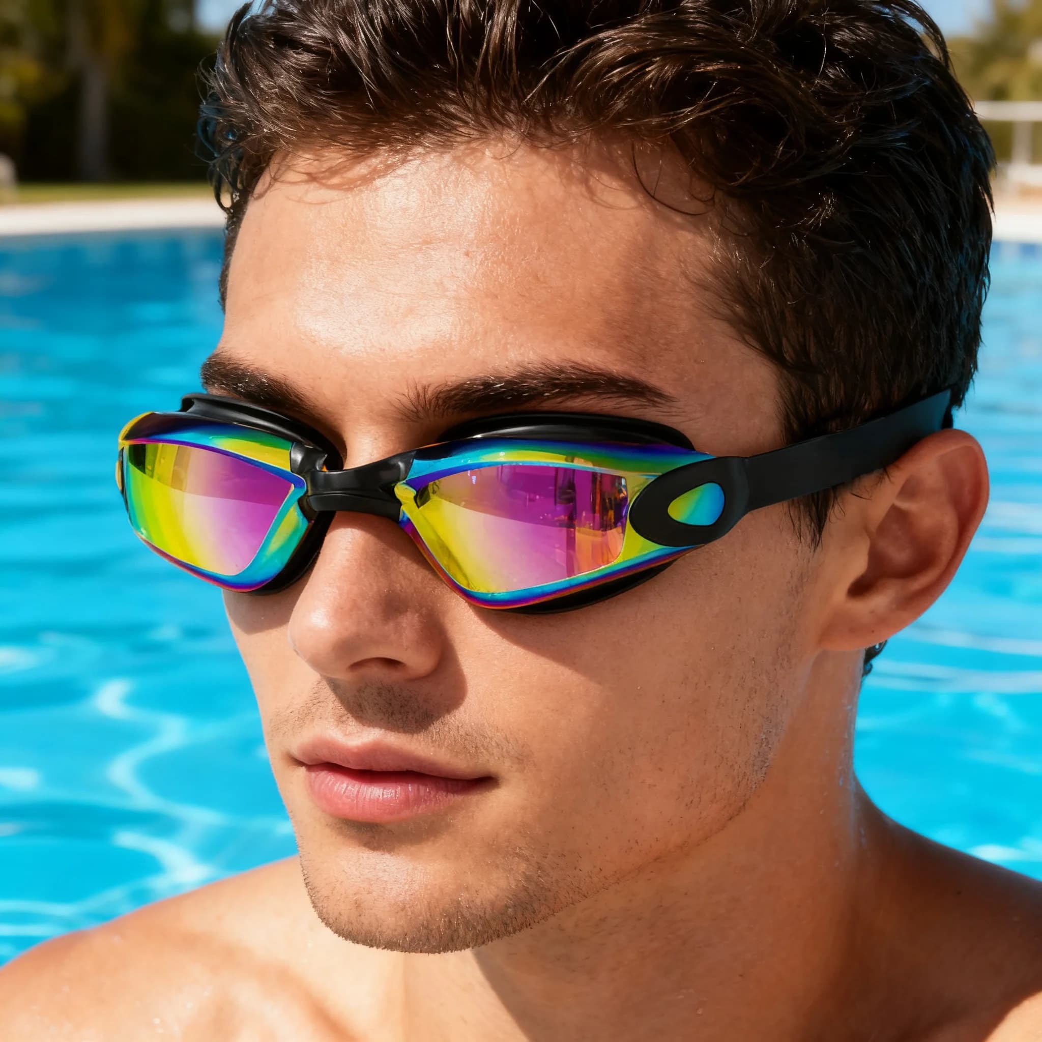 Lunettes de natation adultes étanches anti-buée HD électroplaquées unisexes protection UV complète