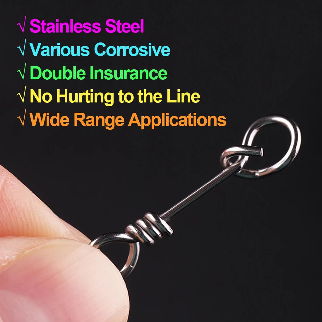 Snap Fishing 50-200Pcs - Connecteurs Rapides pour Leurres, Clips Inox Résistants Eau Salée
