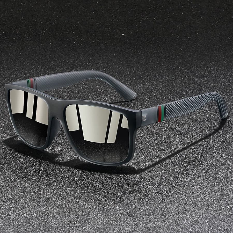Lunettes de soleil carrées vintage motif écossais pêche conduite - Monture luxe UV400 unisexe marque designer