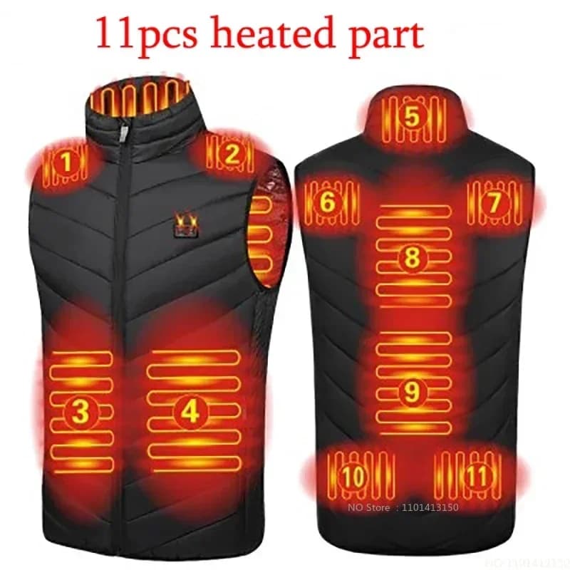 Veste chauffante USB homme et femme grande taille pour l'hiver - Vêtement thermique intelligent 23 pièces