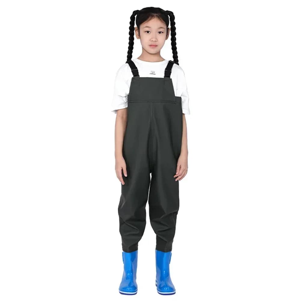 Waders de pêche enfant 2024 - Combinaison PVC imperméable avec bottes pour activités extérieures