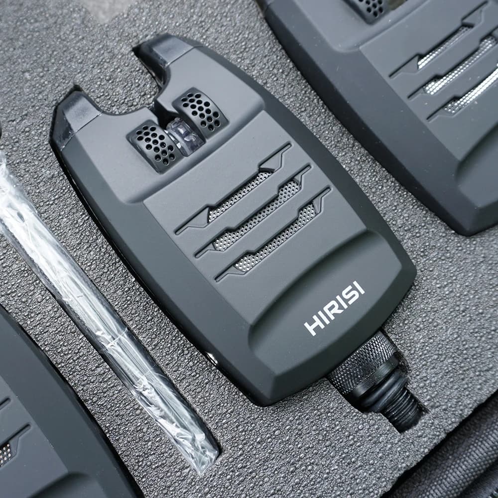 Set alarme pêche sans fil Hirisi B1228 1+4 - indicateur morsure électronique LED et sonore avec snag ear