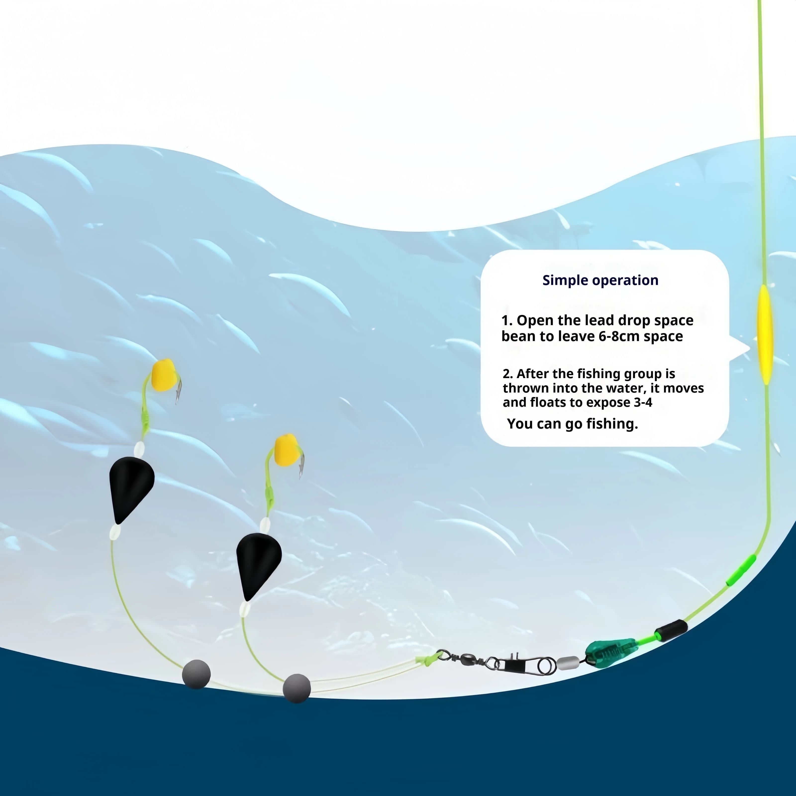 Flotteur de pêche inversé double hameçon haute sensibilité pour mer et eau douce