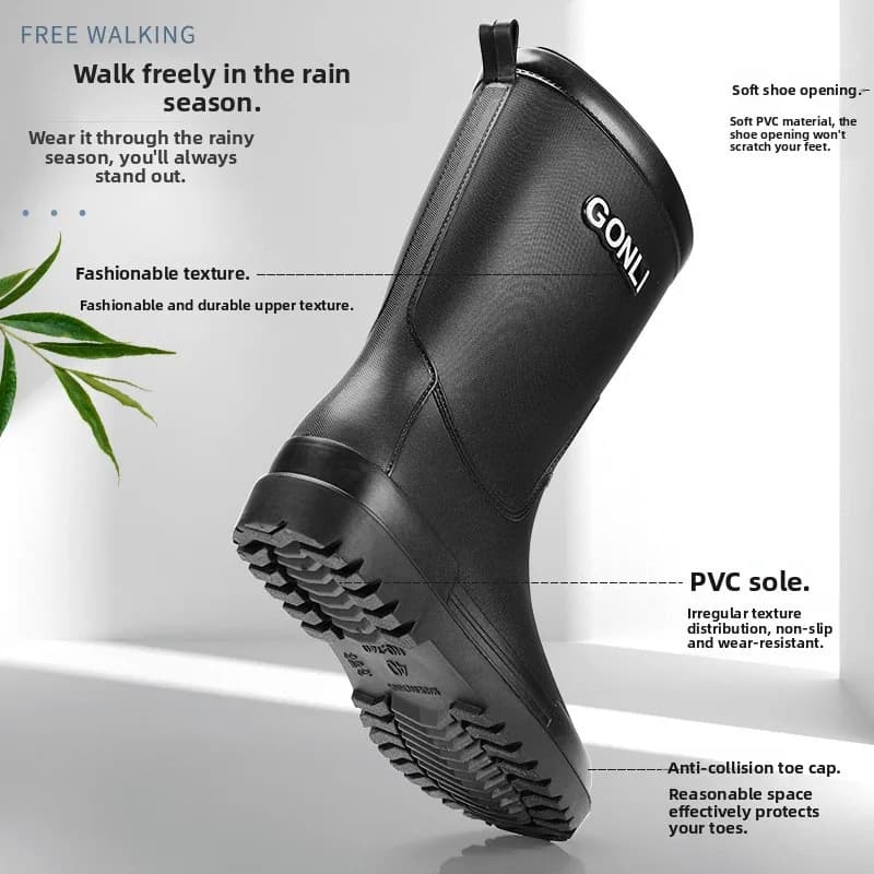 Bottes mi-mollet polaire pêche homme imperméables antidérapantes lavage auto travail toutes saisons