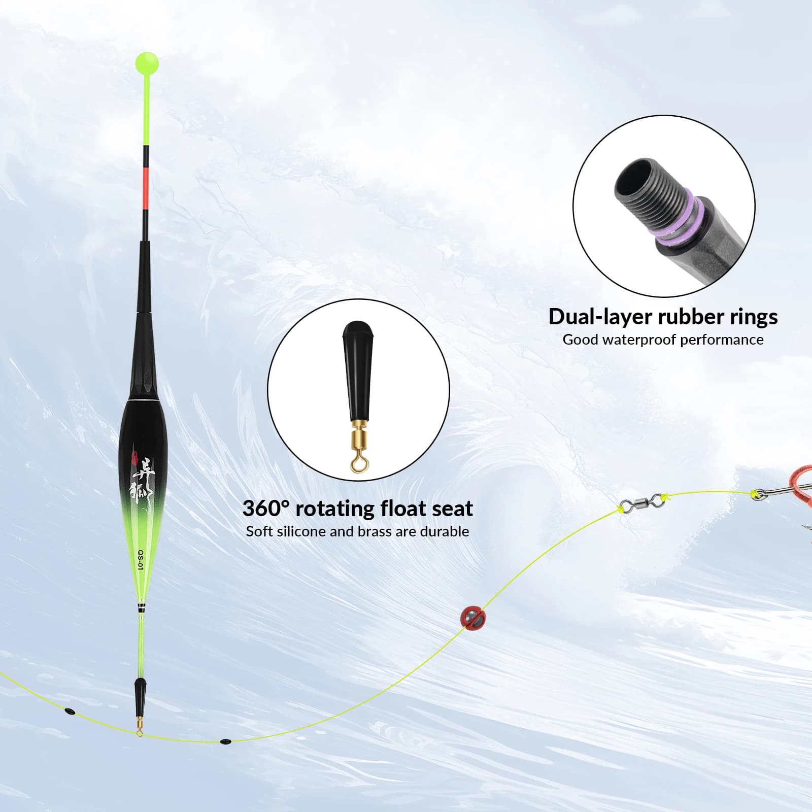3 flotteurs LED électroniques lumineux pour pêche nocturne avec capteur gravité et changement couleur nano