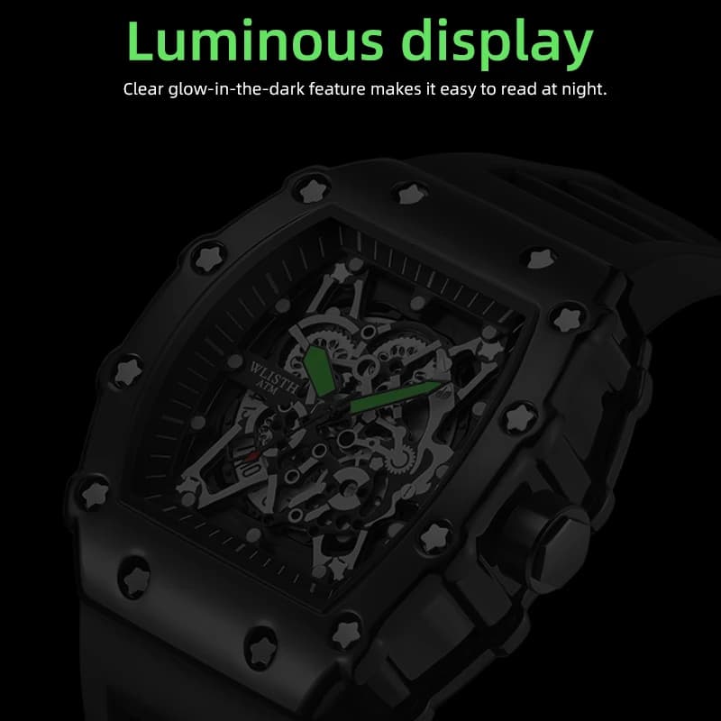 Montre homme grand cadran quartz étanche sport - Montre carrée luminescente pour activités extérieures