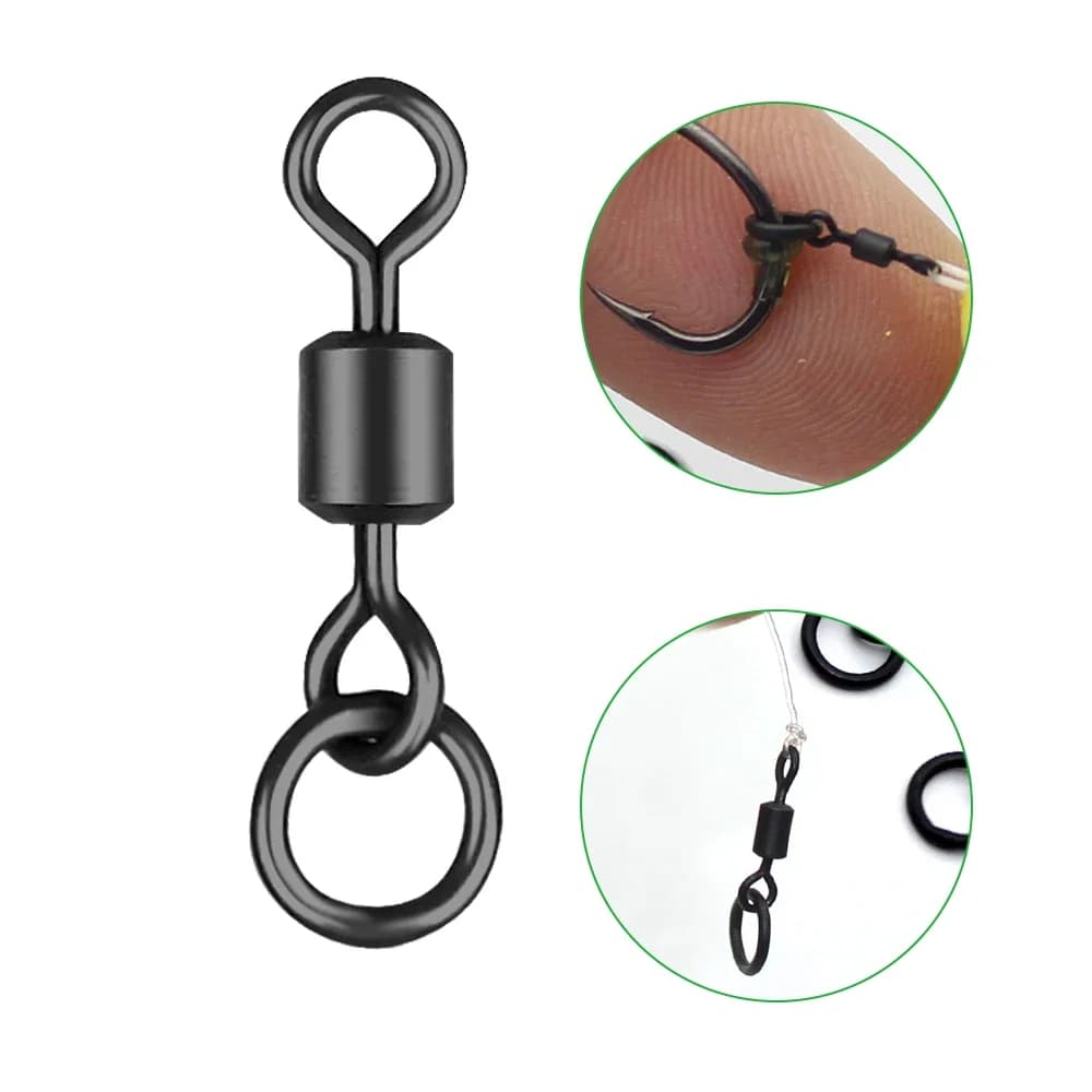 30 à 100 pièces de émerillons noirs mats pour la pêche à la carpe - accessoires pour montages chod et Ronnie rig