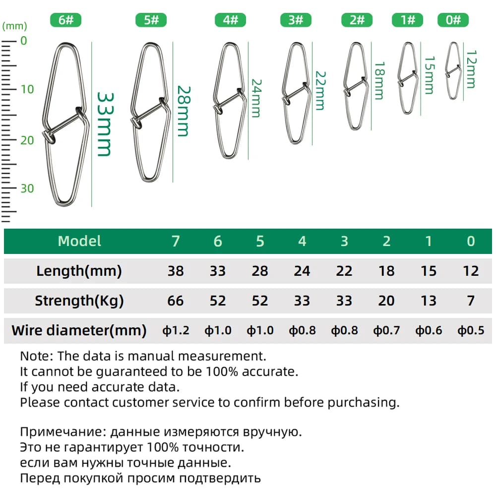 Diamant Pin Fishing Swivel Snap DNDYUJU 50-100 Pièces Acier Inoxydable Connecteur Leurres Accessoires