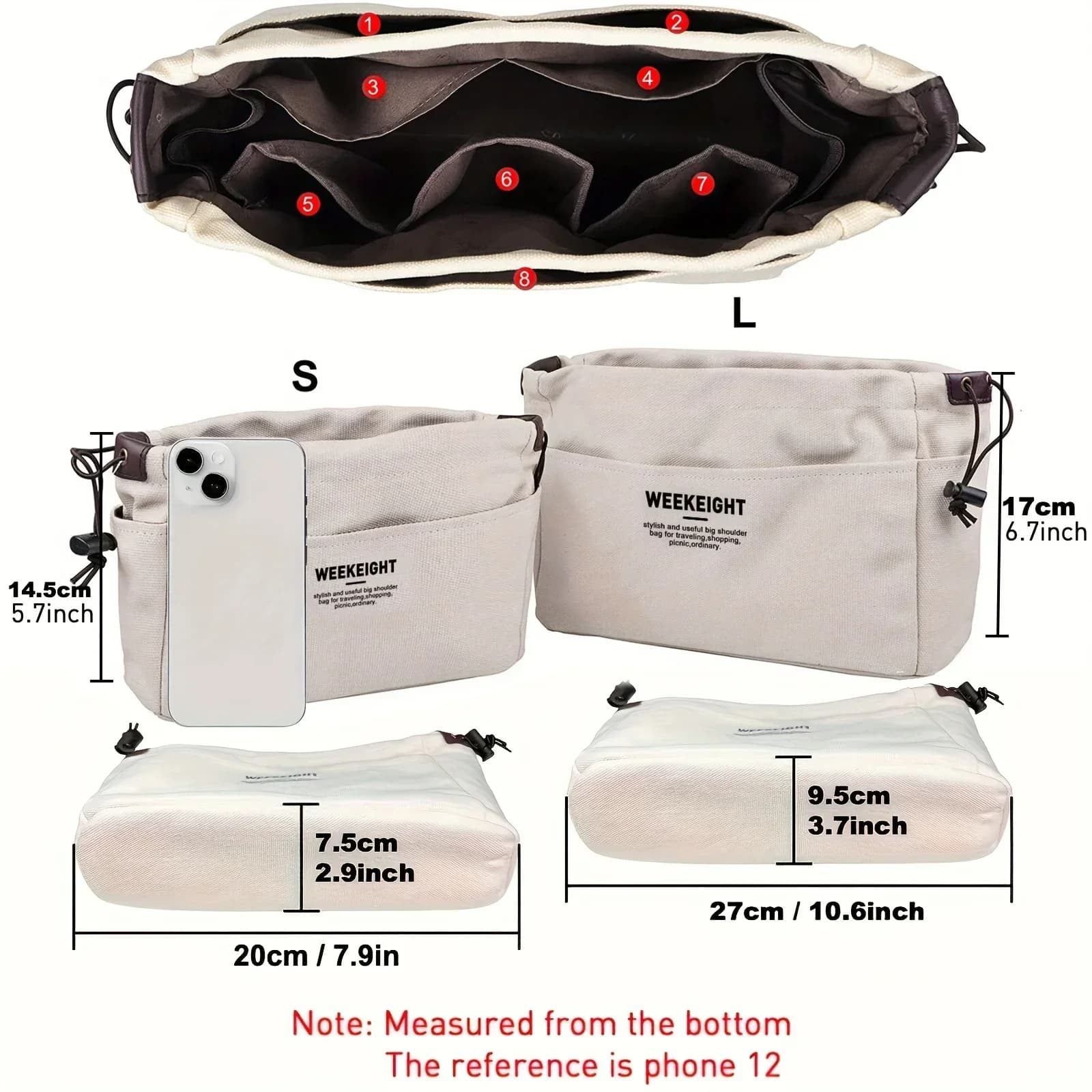 Sac de rangement toile pêche avec cordon - Organisateur léger multi-poches pour accessoires pêche