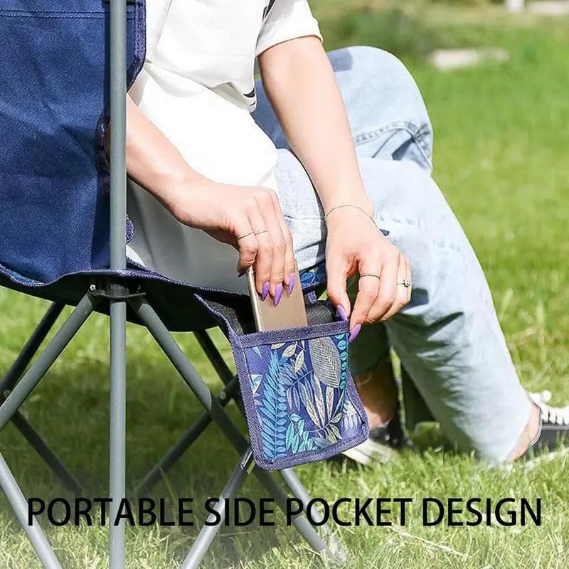 Chaise pliante pêche camping portable avec poche latérale support 286lbs pour voyage outdoor