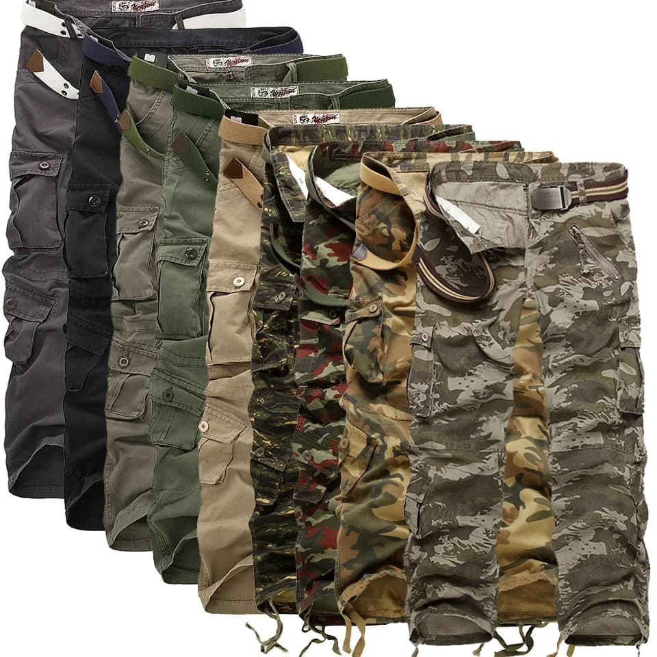 Pantalon casual lavé camouflage grande taille pêche travail loose confortable multi-poches