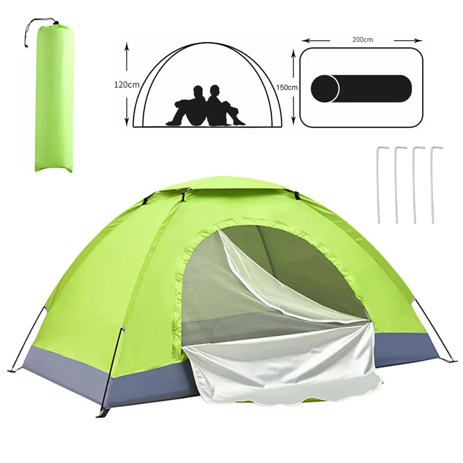 Tente ultralégère pêche 1/2 personne - Couche unique anti-UV pour randonnée et voyage
