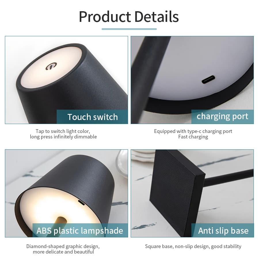 Lampe de table rechargeable LED 3 niveaux pour cabane pêche - Éclairage ambiant bureau club décoration