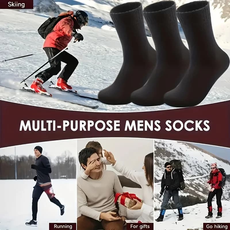 Lot 5 paires chaussettes hiver tricotées épaisses - Protection froid neige pour pêche hivernale