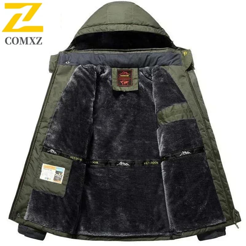 Veste hiver homme épaisse polaire imperméable plus size - Parka armée green coupe-vent 9XL déchargeable