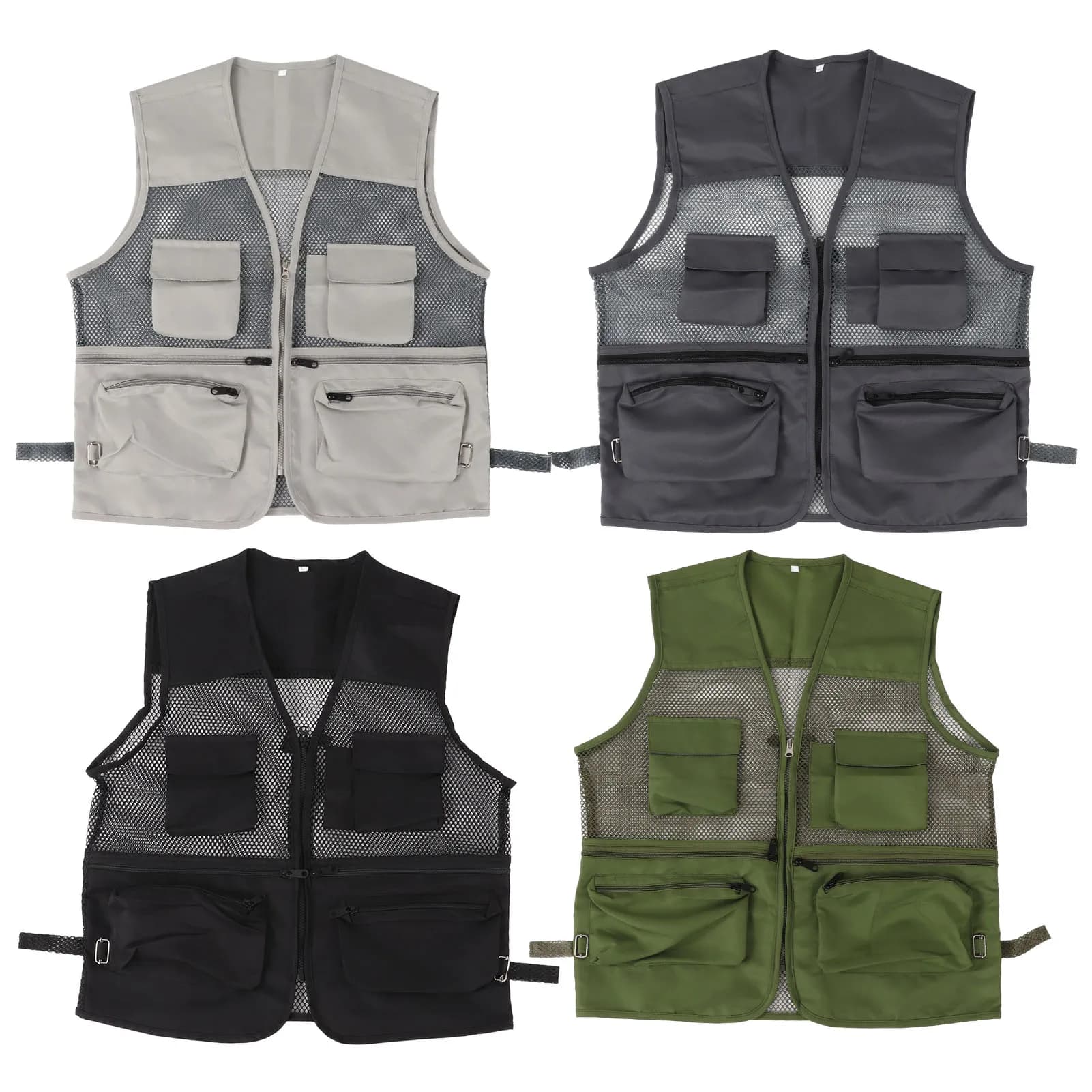 Veste de pêche militaire respirante avec multiples poches pour activités de plein air