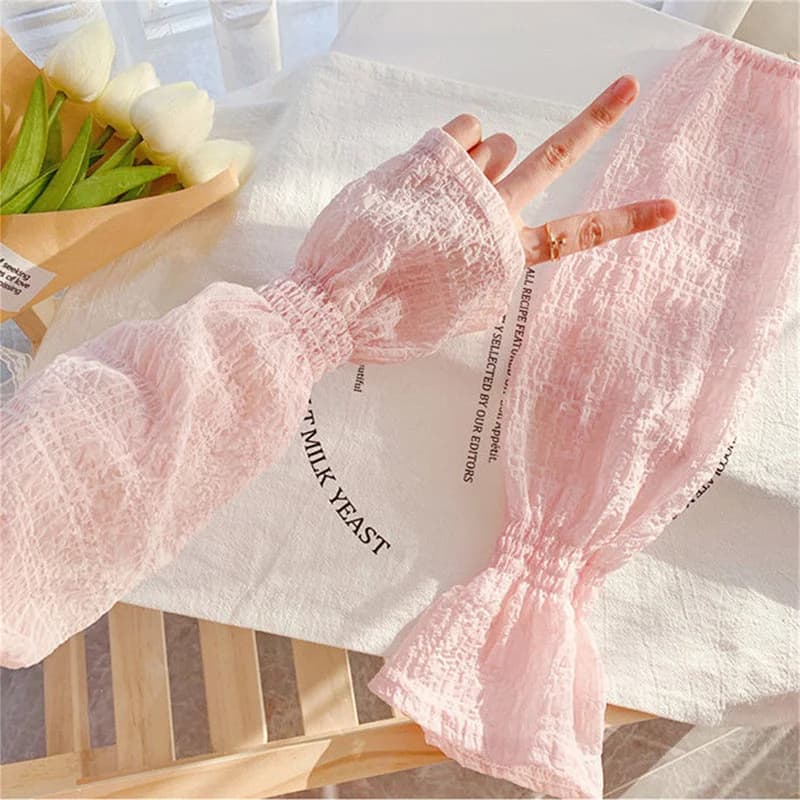 Manches longues soie glacée anti-coup de soleil homme femme été - Protection UV vélo doigts libres