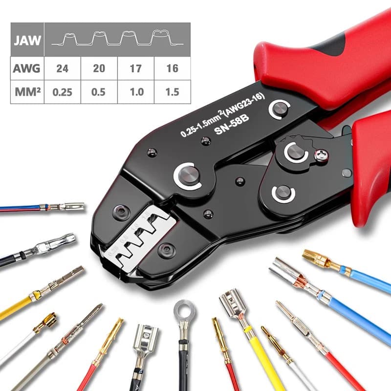 Pince à sertir ratchet professionnelle pour connecteurs Dupont JST Molex pêche