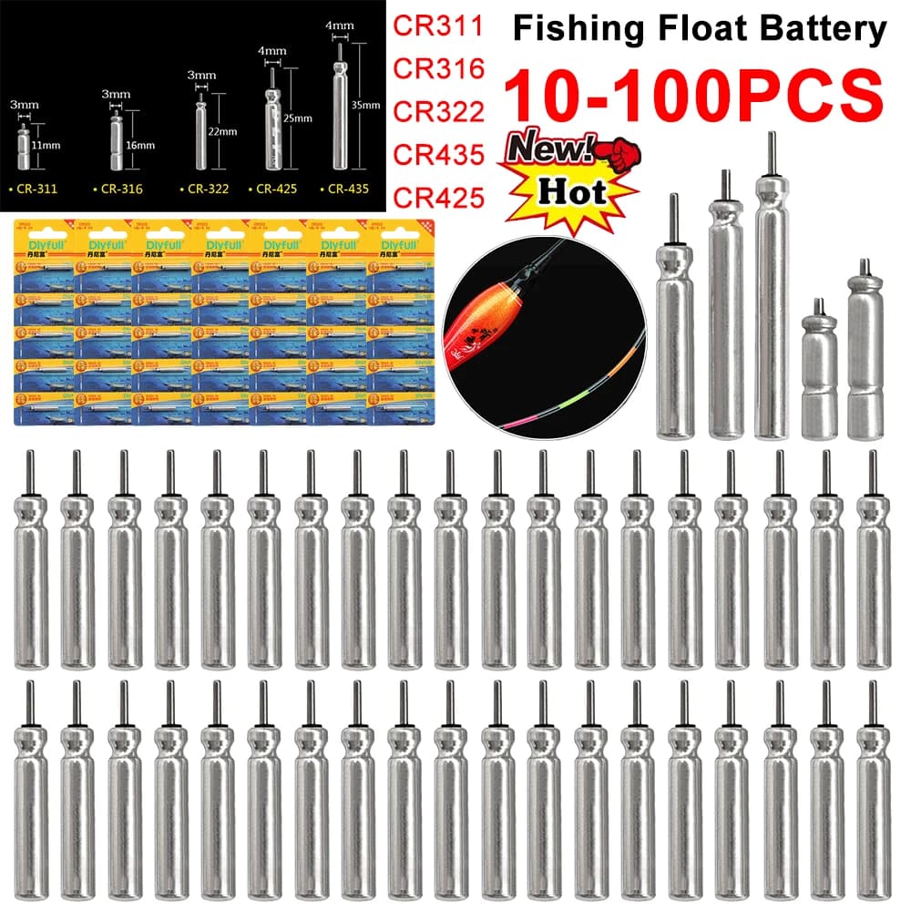 Lot de 10 à 100 piles bouton CR311 CR316 pour flotteurs lumineux de pêche nocturne