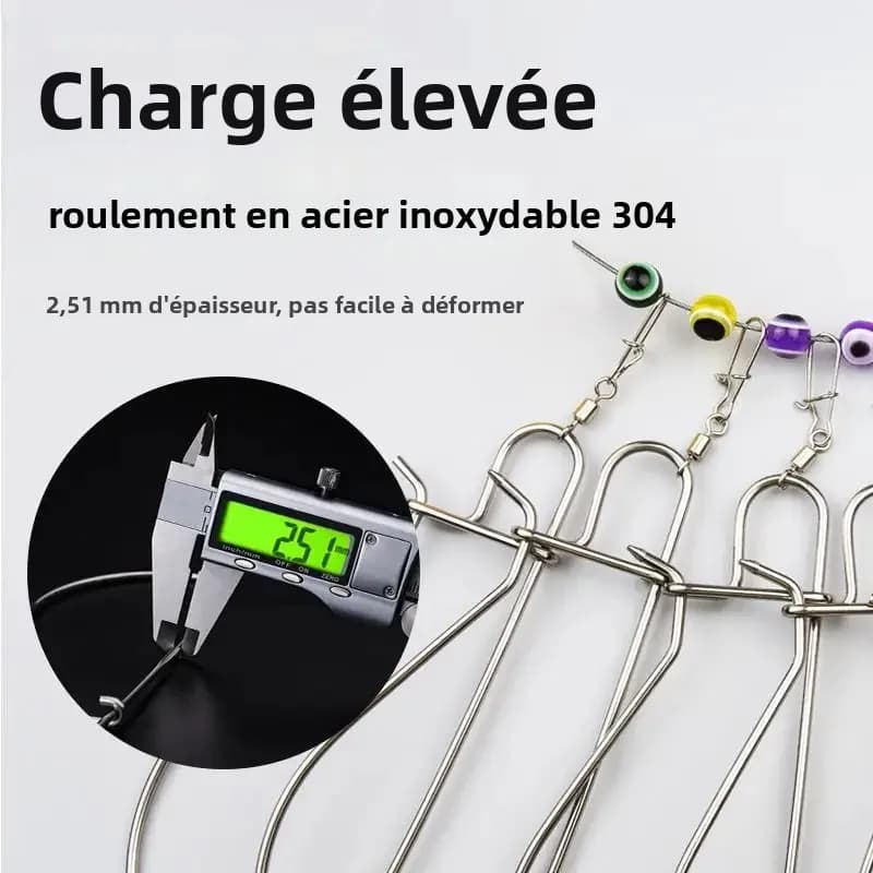 Attache poisson vivant inox - Fermoir pêche avec câble pour conserver vos prises - Accessoires pêche