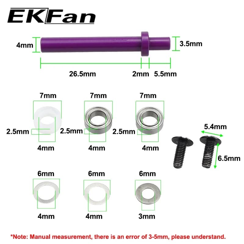Arbre alliage aluminium Ekfan 7x4x2.5mm - Roulement acier inox pour manches moulinets DAI&SHI