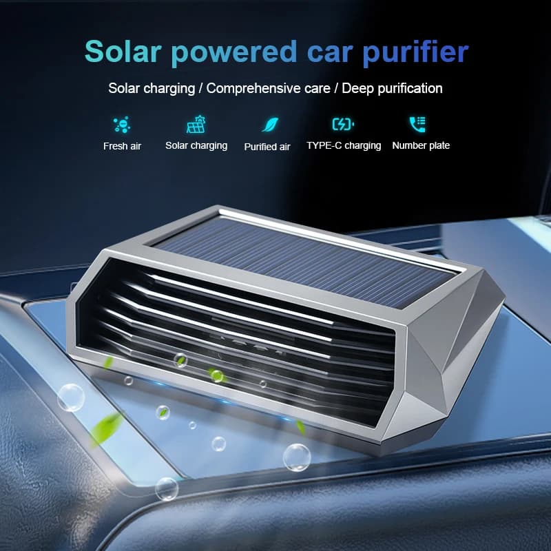 Purificateur d'air solaire pour voiture - Élimine odeurs de poisson et d'appâts automatiquement