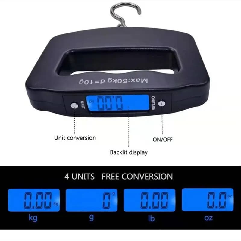 Balance électronique portable 50kg 110lb pour bagages et pêche - Pèse-bagage digital précis voyage