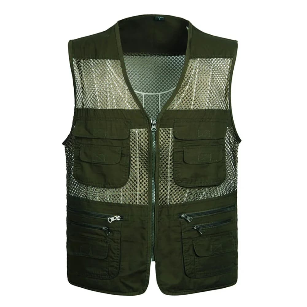 Gilet pêche grande taille mesh respirant - Veste sans manches multi-poches séchage rapide travail