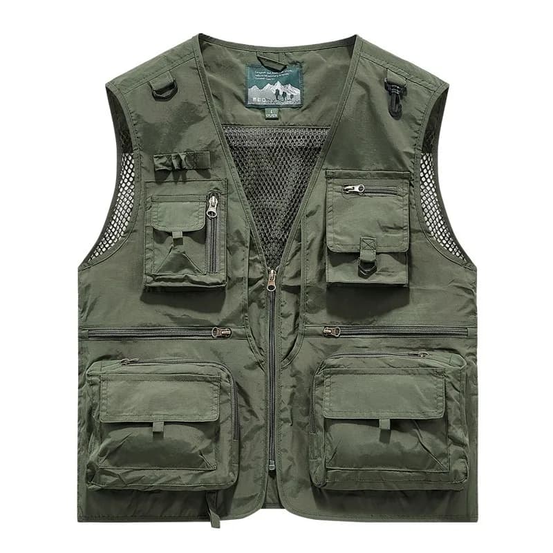 Veste homme été sans manches respirante multipoches pêche photographie extérieur léger