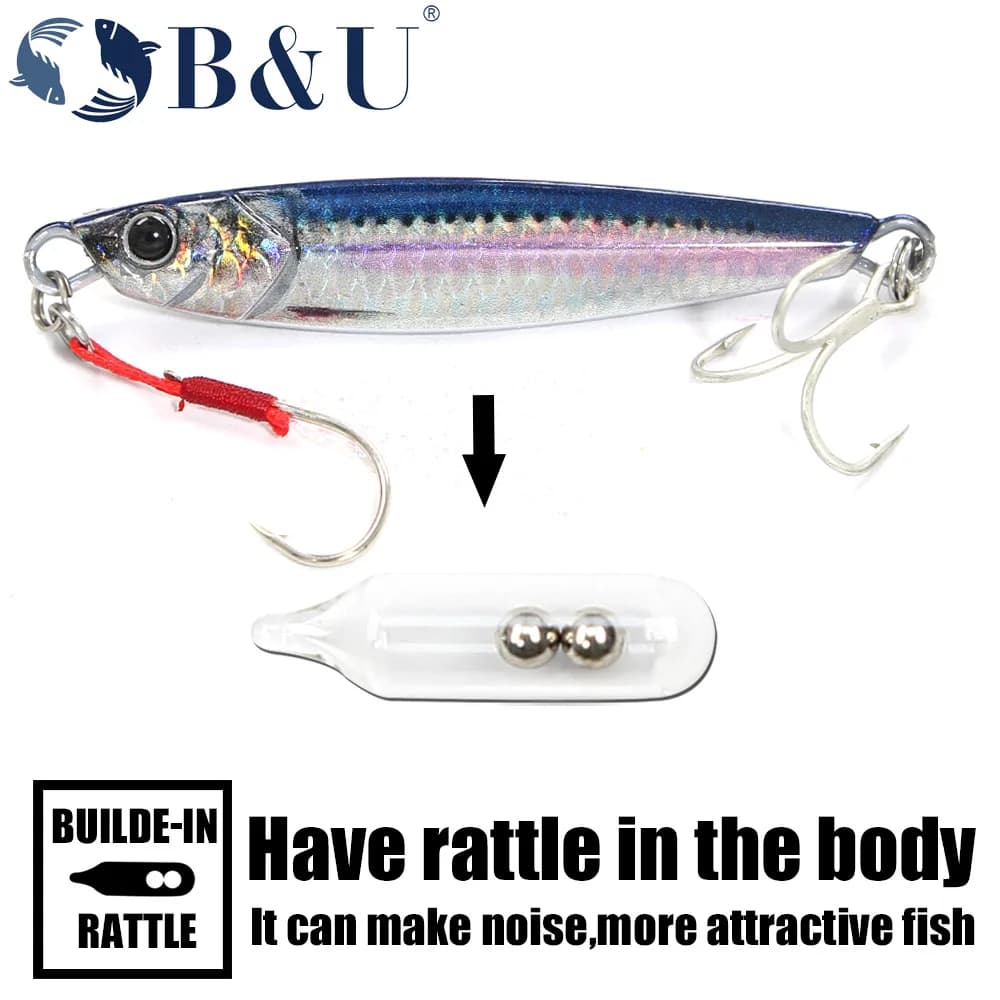 Leurre métal jig B&U 40g 60g 80g pour pêche en mer, leurre à dandiner longue portée