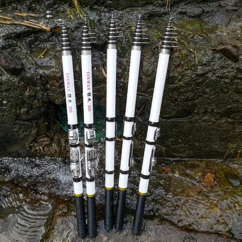 Canne Télescopique Pêche Roche 1.8M à 3.0M Fibre de Verre Multi-Actions Spinning Feeder Carpe Voyage Compacte