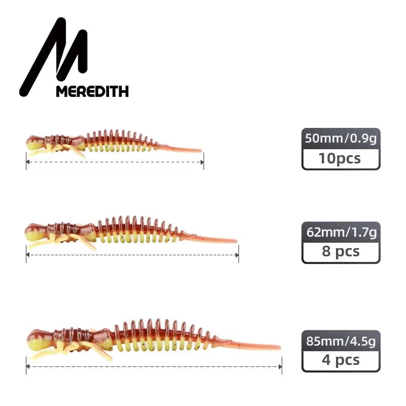 Leurres souples larves MEREDITH 50mm/10pcs - Vers silicone pour bass brochet minnow swimbait jigging pêche fine