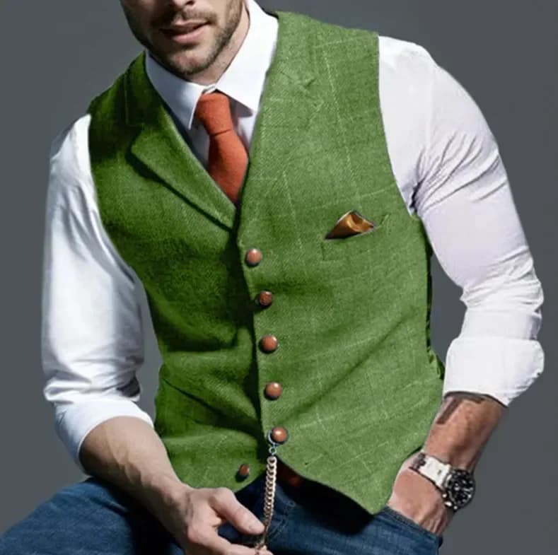 Veste costume classique homme pêche - Tweed pied-de-poule - Veste doublée affaires élégante
