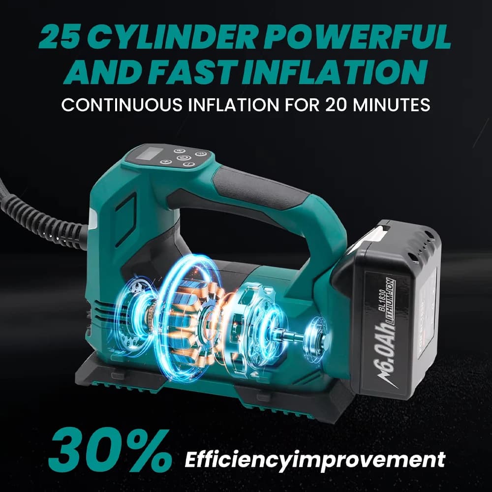 Gonfleur pneus sans fil compatible batteries Makita 18V pour pêcheurs bricoleurs et mobiles