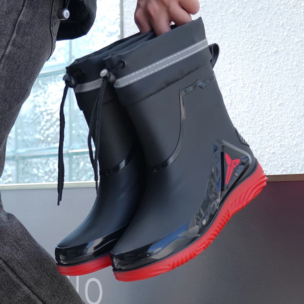Bottes de pluie pêche homme tube court imperméables antidérapantes semelle épaisse pour travaux extérieurs