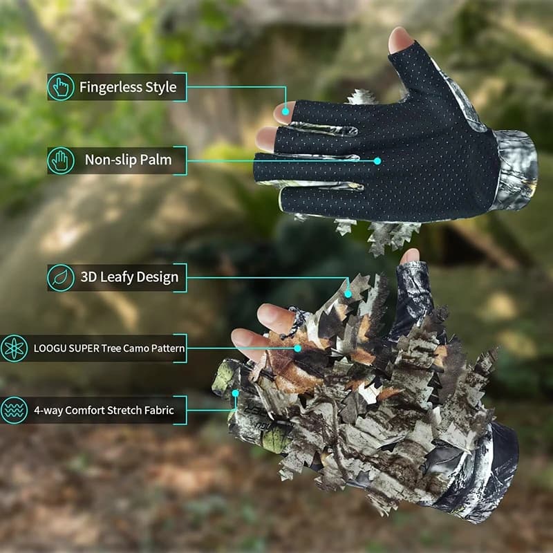 Gants camouflage arbre tactiques équipement chasse tir pêche homme femme accessoires