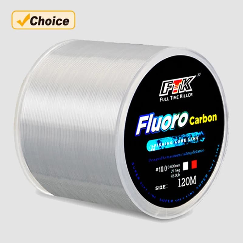 Ligne de Pêche Fluorocarbone 120M Traitement Spécial Nylon pour Eau Douce 0.2mm-0.6mm 45LB