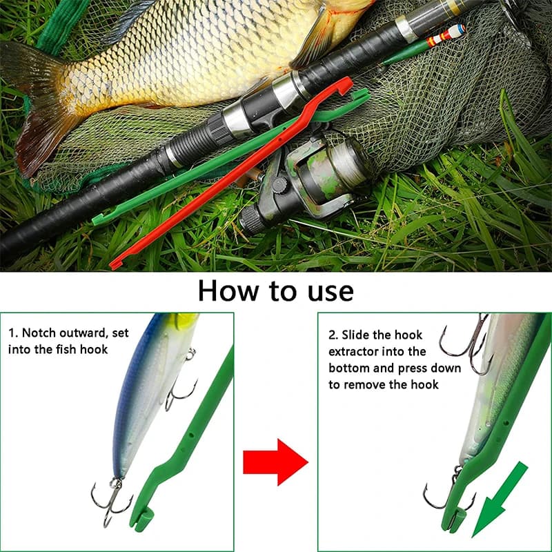 Dégorgeoir poisson 3 pièces plastique portable - outil extraction hameçons pêche accessoire décrochage sécurisé
