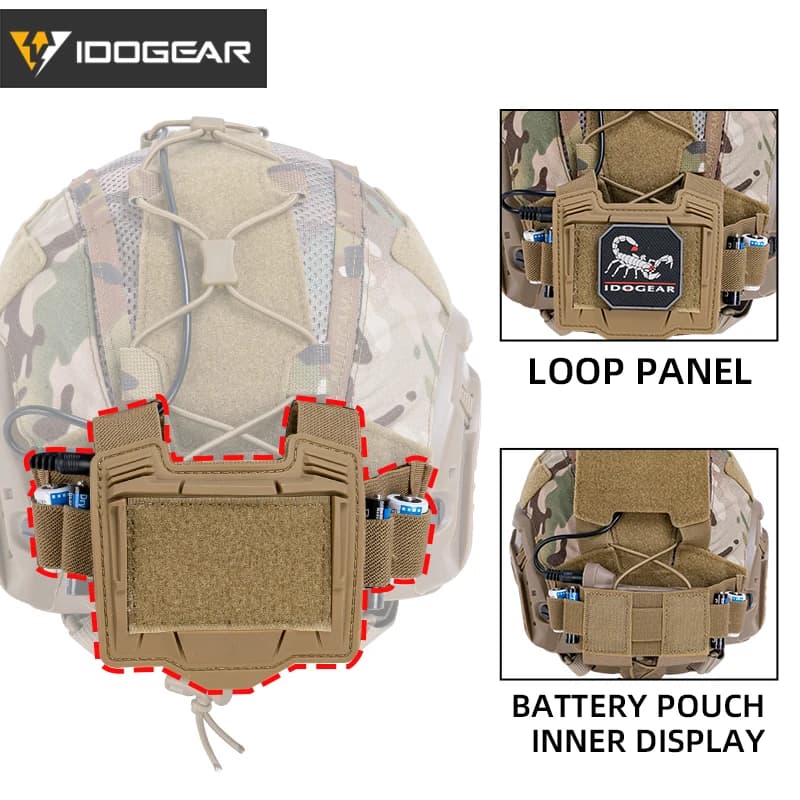Housse casque tactique IDOGEAR Maritime avec poche batterie NVG - Chasse pêche 3812