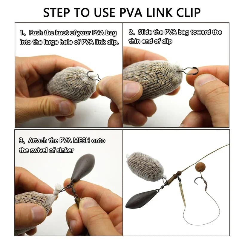 50 pièces accessoires pêche carpe PVA bag link clip quick change - feeder swivels hair rig