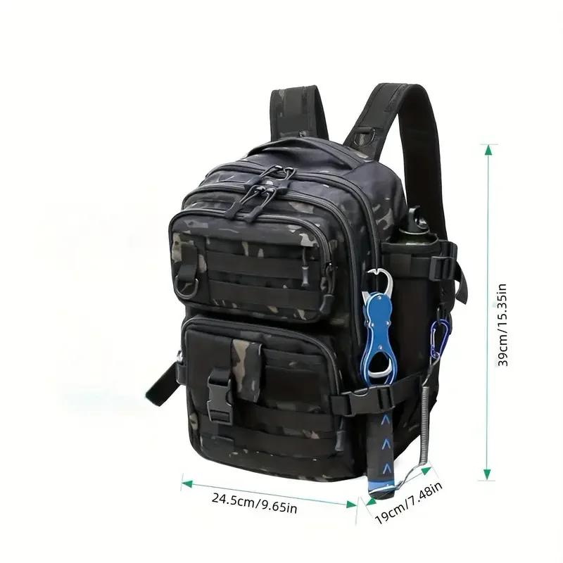 Sac à dos pêche 1000D nylon imperméable double bretelles - Sac rangement matériel pêche chasse randonnée extérieur