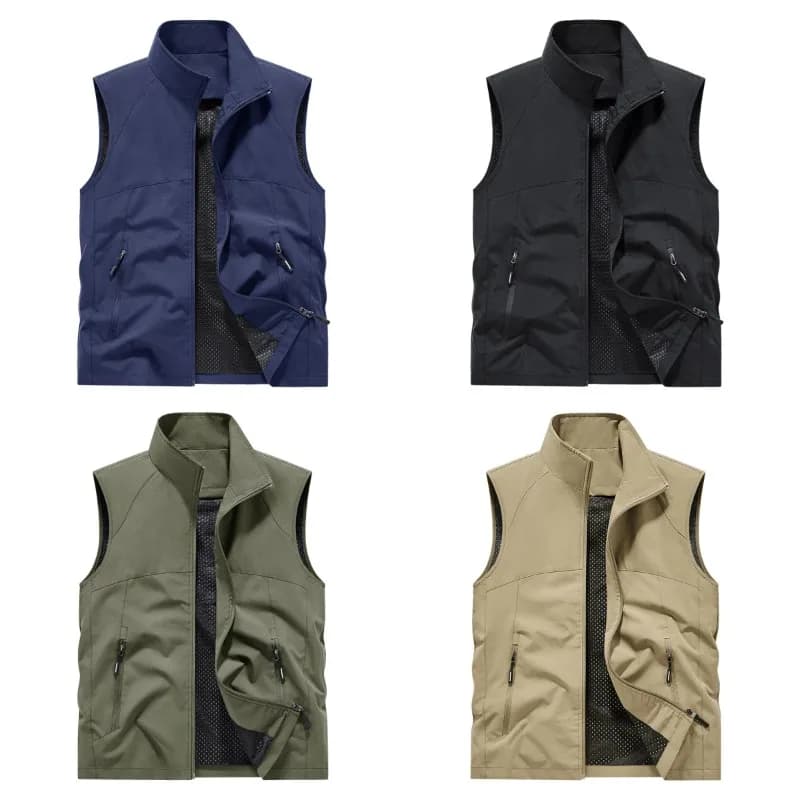 Gilet sans manches respirant anti-vent homme randonnée - Haut confortable polyvalent pour pêche printemps automne