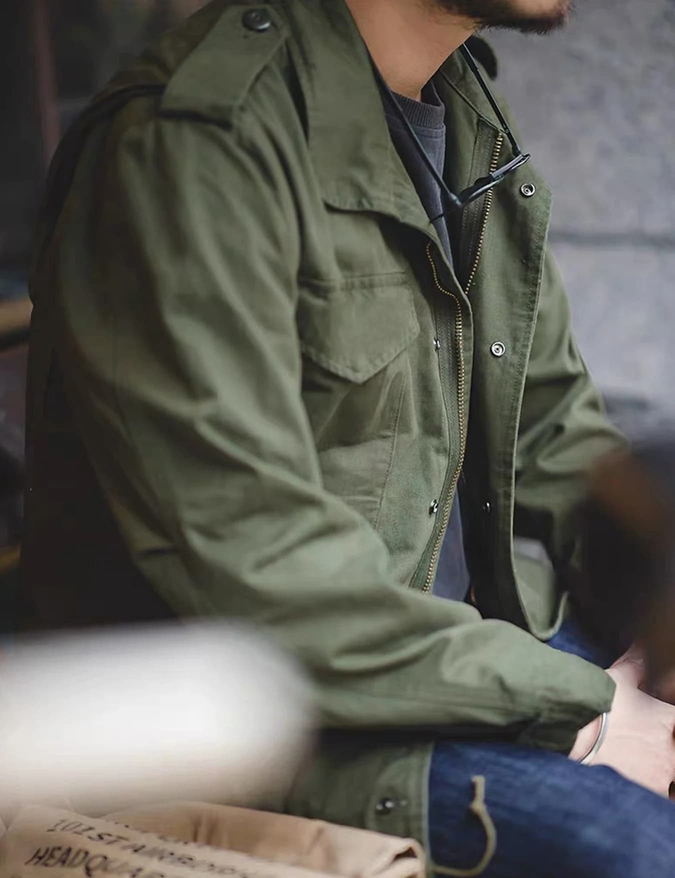 Veste militaire M65 homme rétro 100% coton multi-poches pour pêche traditionnelle