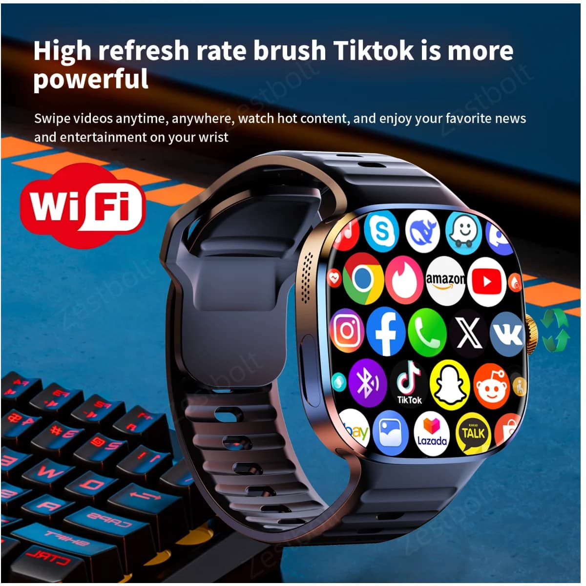 Smartwatch M99 original avec caméra rotative 190° : Écran AMOLED 2.4 pouces et slot 4G/5G intégré