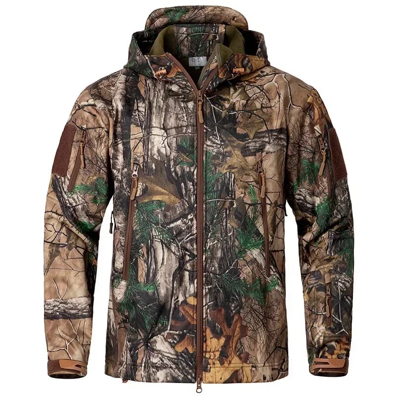 Veste de pêche camouflage silencieuse homme - Softshell imperméable pour chasse et randonnée