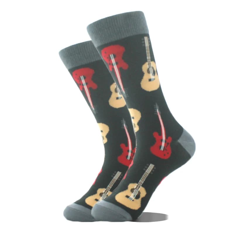 Chaussettes créatives motifs avocat œil guitare bus animaux drôles pour hommes design original