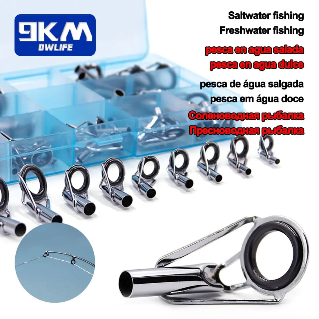 Kit réparation guides canne pêche 230 pièces anneaux céramique acier inoxydable eau douce et mer