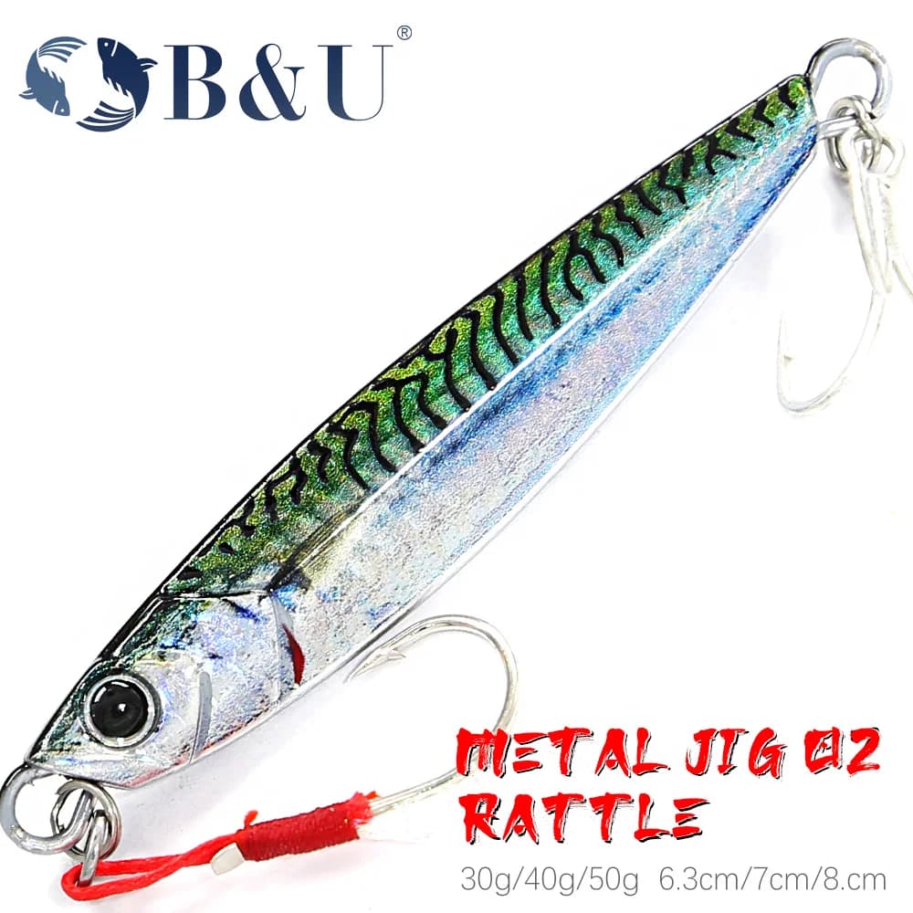 Leurre métal jig B&U 40g 60g 80g pour pêche en mer, leurre à dandiner longue portée