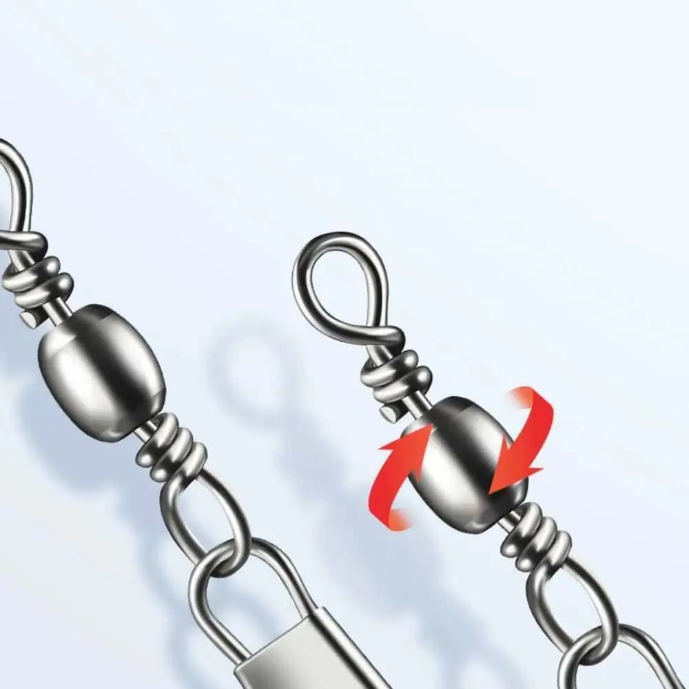 100 émerillons à roulement JSFUN 5 tailles avec clips Fastlock pour montages pêche